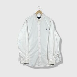 Ralph Lauren Button Down Shirt Mens XXL White Classic Fit Preppy Office Casual